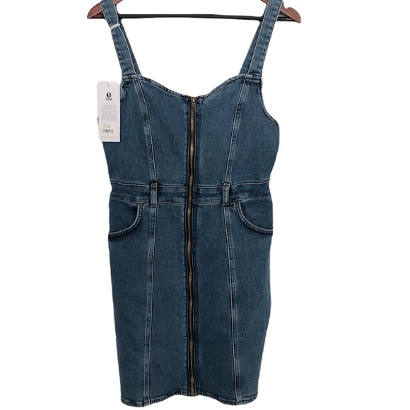 NWT Boyish The Hepburn Medium Wash Zip Front Denim Dress Sz 6 - Picture 2 of 11